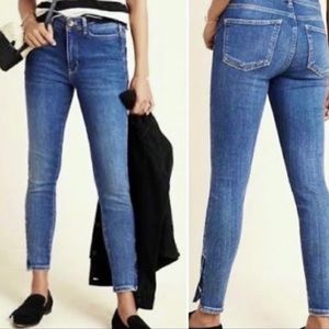 Pilcro and the Letterpress | blue denim high-rise skinny jeans zipper ankle 26